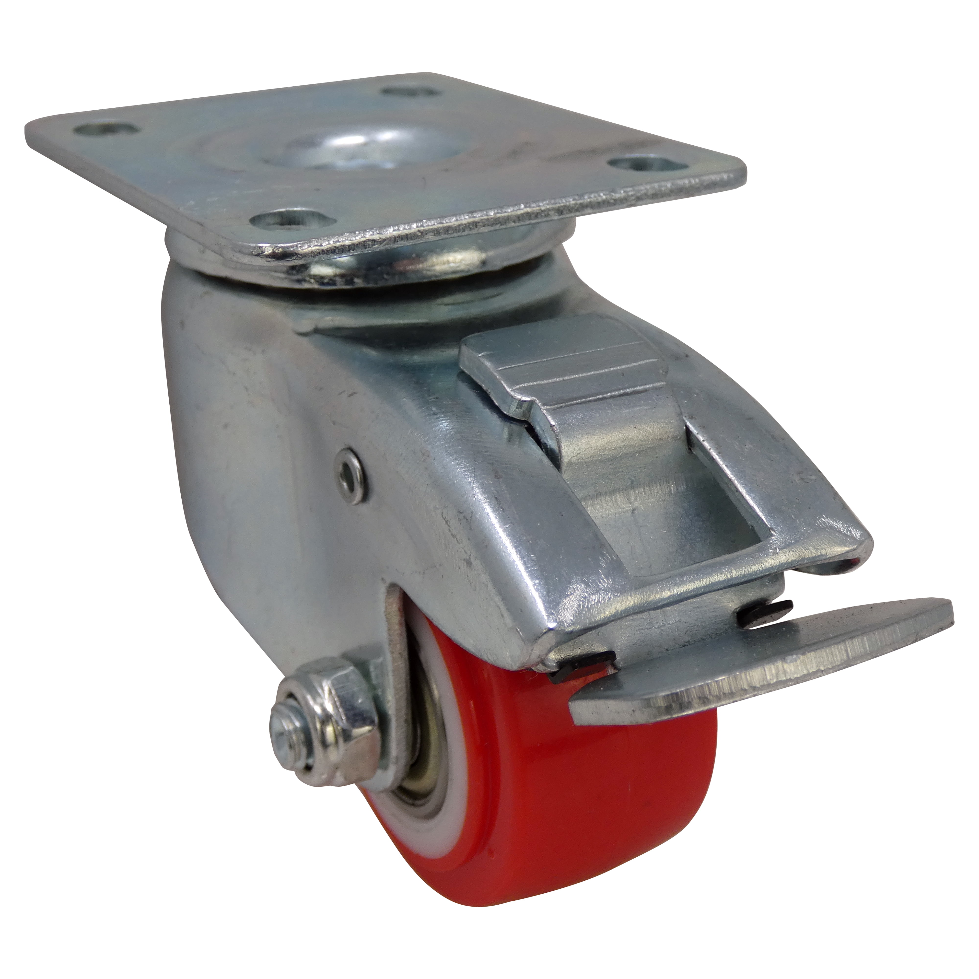 Super Sliders 2 inch Red Polyurethane Locking Caster, 110-lb Load Capacity.   360 Degree Swivel.   1 each