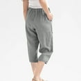 thumbnail image 6 of BLVB Capri Pants for Women Casual Summer Elastic Waist Linen Pant Taper Leg Cropped Beach Trouser with Pockets, 6 of 6