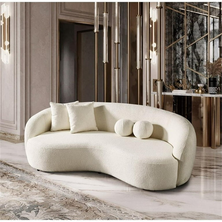 Bursa Japandi Style Luxury Modern Boucle Fabric Ivory Sofa