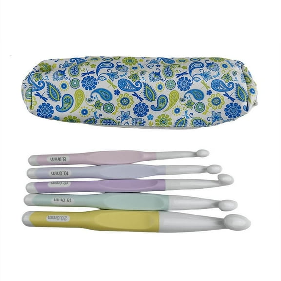 YIEMEEN 5Pcs Ergonomic Crochet Hook with Storage Case 8mm-20mm for Knitting Sweater Bag