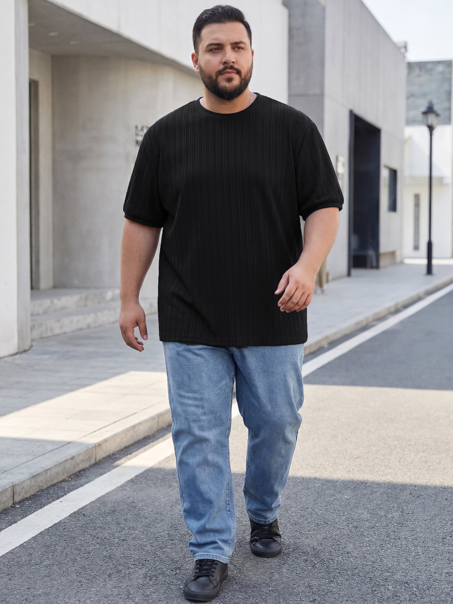 DARING DIVA Men's Big Tall Mesh Breathable Crew Neck Short Sleeve T-Shirts 2XL Black