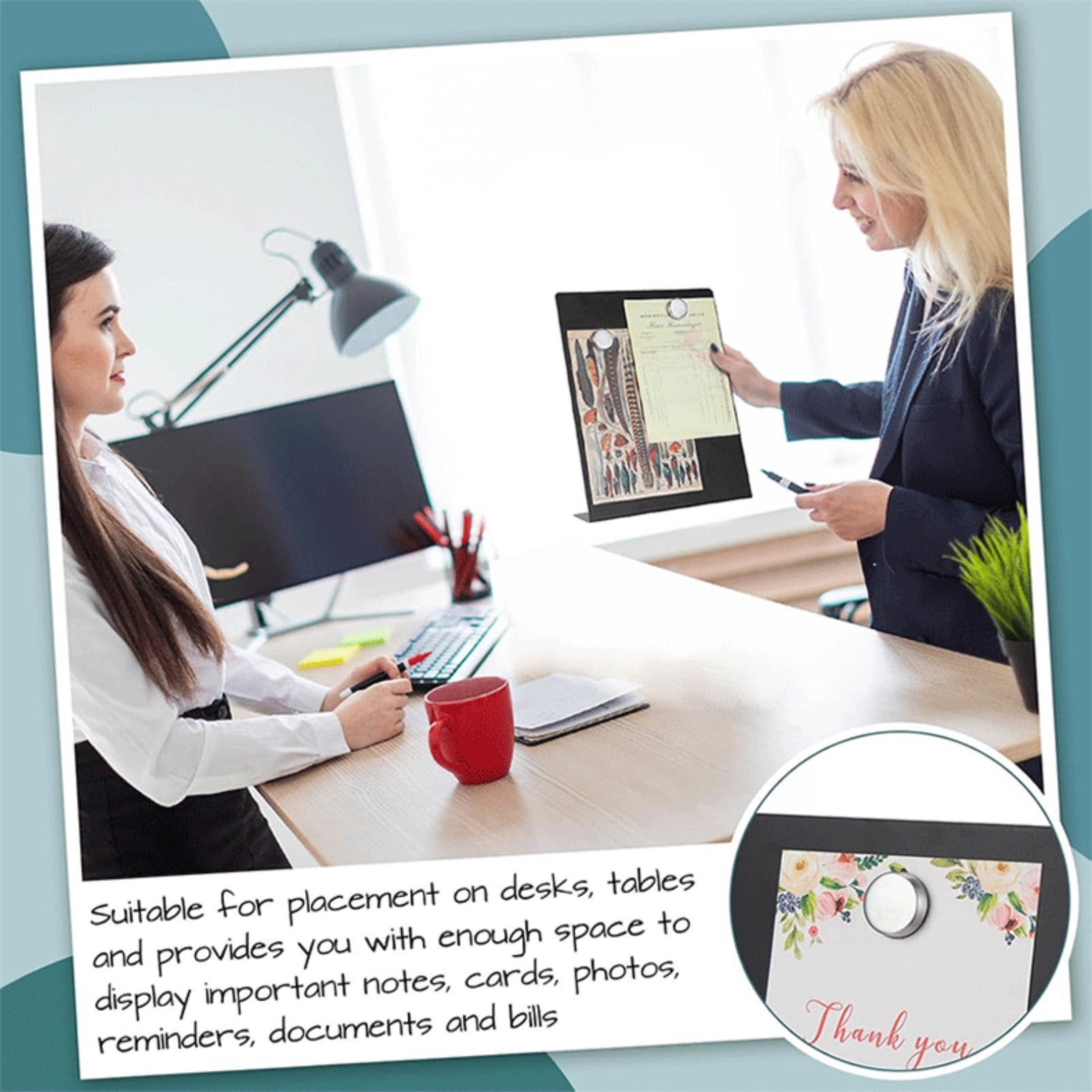 Desktop L-Shaped Metal Magnetic Bulletin Board, Multi-Purpose Display Stand For Memos Notes Photos, Sturdy Reusable Easel For Office Home School Organization