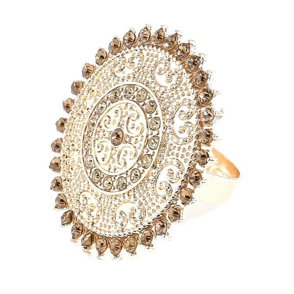 SOHI Gold-Plated Cream Coloured Stone Studded Ring