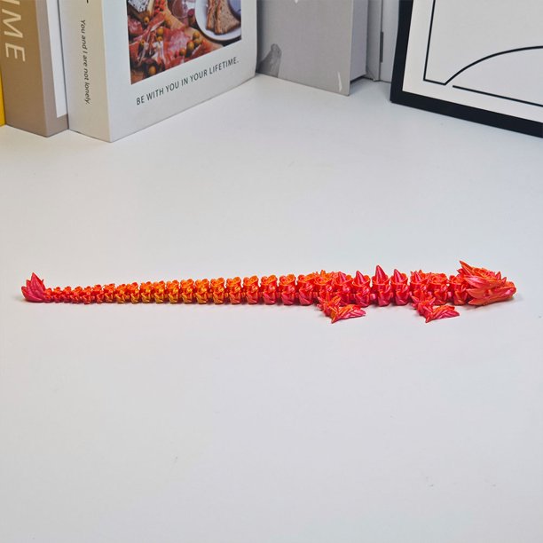 Decoración del escritorio de juguete de fidget de dragón de rosa estampado en 3D (oro rojo)