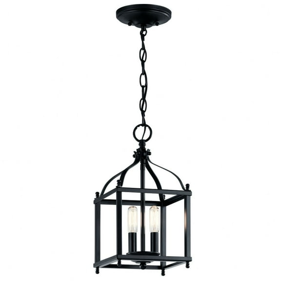 42565BK Kichler Lighting Larkin - 2 light Cage Foyer - with Traditional inspirations - 14.75 inches tall by 8 inches wide-Black Finish -Traditional