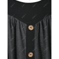 thumbnail image 4 of Camiseta de Botón de Color Bloque con Mangas Cortas de Talla Grande Rosegal  Mangas largas de talla grande, 4 of 5