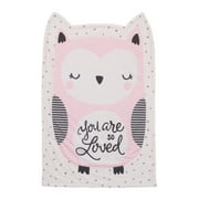 Little Love by NoJo Olivia the Owl - Pink, White and Black Knit Shaped Baby Blanket - You are Loved