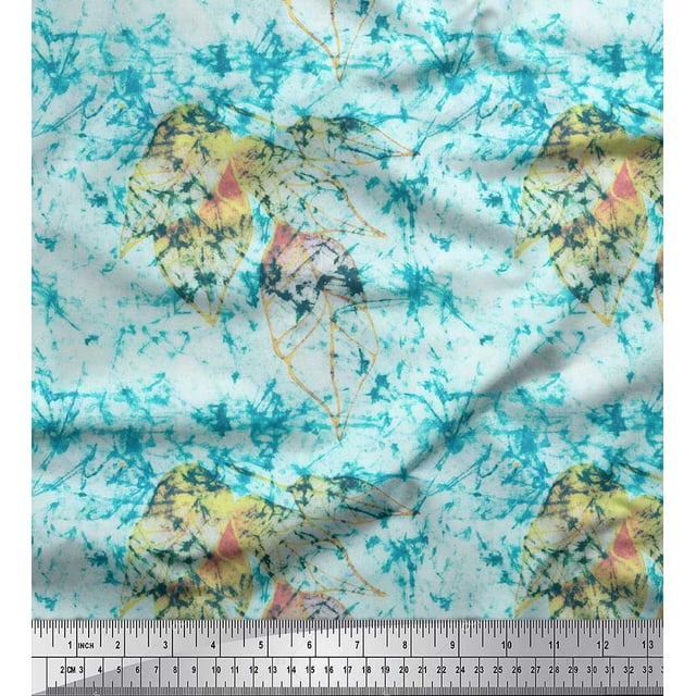 Soimoi Poly Georgette Fabric Leaves & Texture Print Fabric by Yard 42 Inch Wide