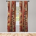 thumbnail image 2 of Ambesonne Bohemian Curtains 2 Panel Set, Warm Tone Floral Geometric, Pair of - 28" x 95", Dark Coral and Burnt Orange, 2 of 4