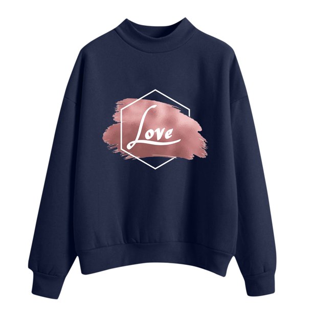 Gibobby Sudaderas para mujer Sudadera de manga larga con estampado gráfico de letras y cuello redondo para mujer(Marina,M)