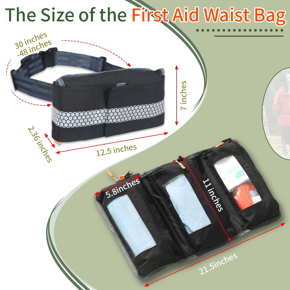 EHUCONPERS First Aid Waist Bag EMS, Three-Piece System, IFAK, Emergency Medical Supplies, 1PC