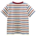 thumbnail image 4 of Glisme Kids Boys Tops Striped Print Short Sleeve Crew Neck Shirt Summer Comfortable Toddler Boys T-Shirt Size 3-4 Years Red, 4 of 7