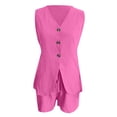 thumbnail image 5 of 2 Piece Sets for Women Summer Fashion 2026 Button V Neck Vest Tops High Waist Shorts Business Casual Outfits, 5 of 5