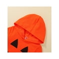 thumbnail image 4 of hirigin 2Pcs Halloween Baby Girls Boys Outfit, Toddlers Wry Face Long Sleeve Hooded Hoodie Tops + Pumpkin Printing Long Pants Set, 4 of 9