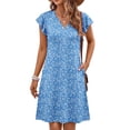 thumbnail image 3 of Fantaslook Summer Dresses for Women Ruffled Sleeve V Neck Dress Casual Floral Sundresses with Pockets, 3 of 9