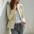 thumbnail image 6 of Maqroz Napoleon Jacket for Womens Stand Collar Long Sleeve Double Breasted Outerwear Gold Decor Buttons Tailored Structured Dressy Jacket for Evening Occasions, 6 of 7