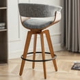 thumbnail image 4 of FOWEOAIU Bar Stools Fabric Upholstered Adjustable Swivel Counter Stool 26"，with Footrest for Bar, Kitchen Island, Bistro, Gray (Set of 2）, 4 of 10