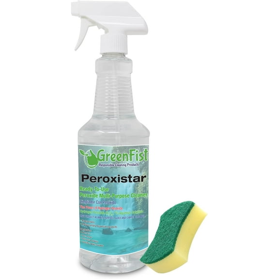 Hydrogen Peroxide All Purpose (Glass, Carpet,Stain Remover) Cleaner (1 Quart, 32 oz w/Sponge)