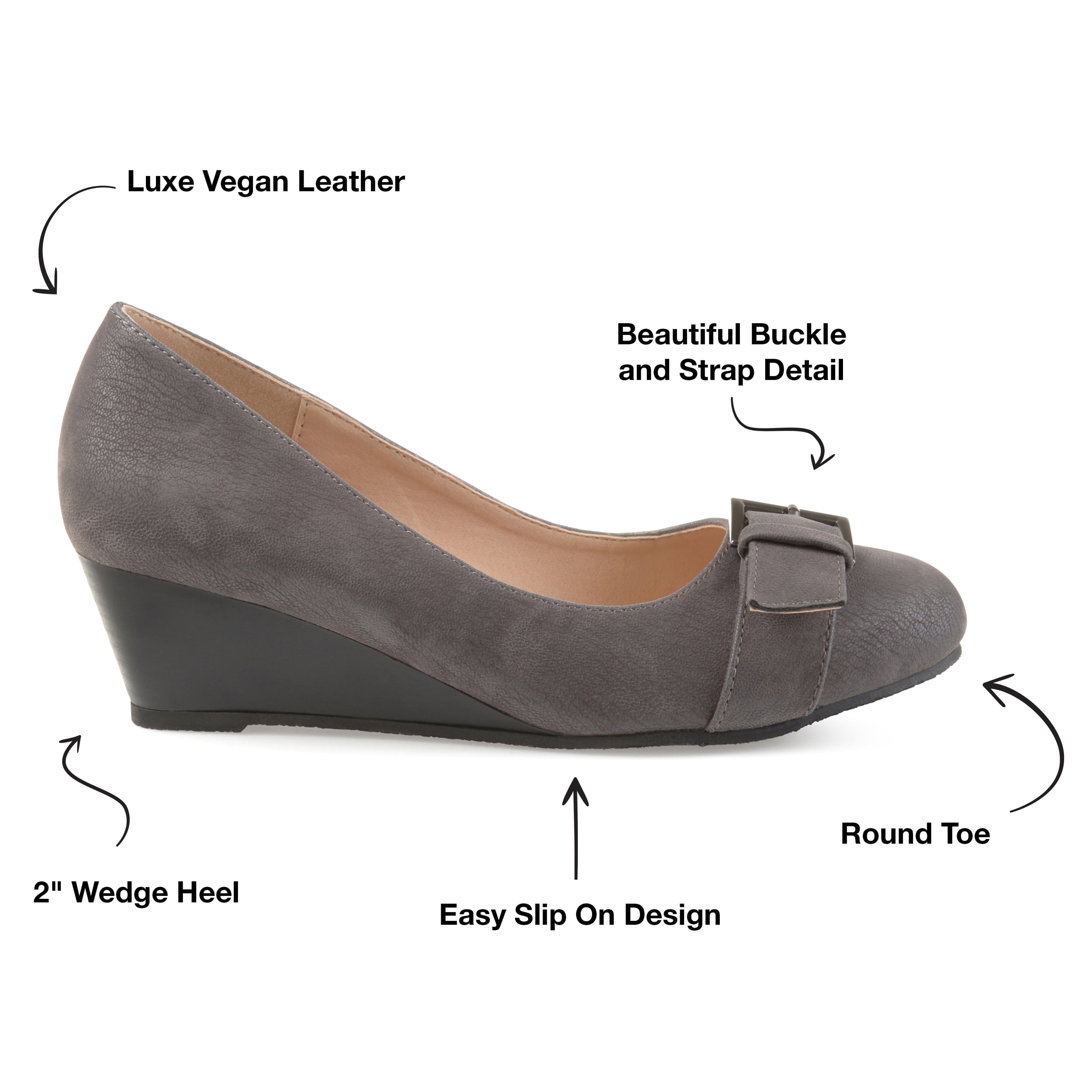 Journee Womens Graysn Comfort Insole Slip On Round Toe Wedge, Widths Available