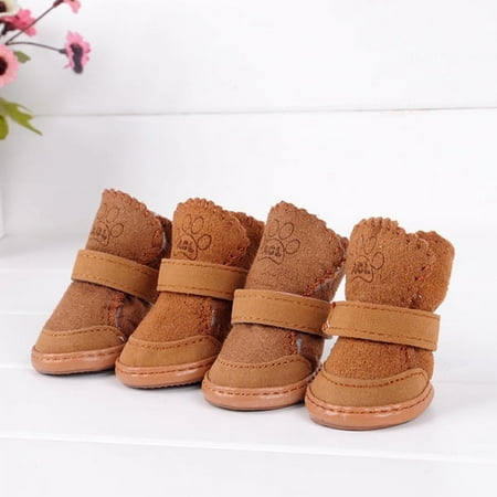 Taykoo 4Pcs Pets Dog Anti-Slip Warm Boots Waterproof Shoes For Winter