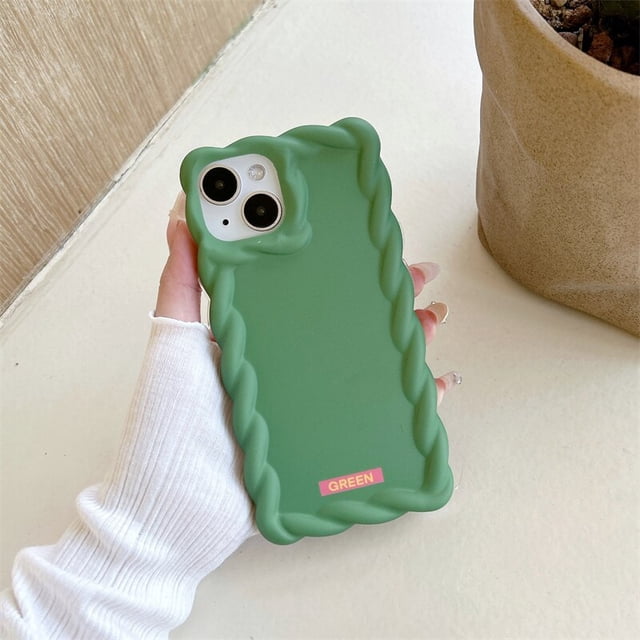 Funda protectora de silicona suave para iPhone 11 12 13 Pro 14 Pro 11 11 11 Pro Hot Macaroon Colors Wavy Cute Korean zhangmengya LED