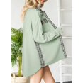 thumbnail image 4 of Womens Waffle Knit Plaid Shacket Boyfriend Button Down Shirt Jacket Loose Long Sleeve Tops, 4 of 4
