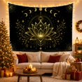 thumbnail image 3 of Floral Garden Lotus with Flower Linework Arched Sequence, Mystical Fantasy for Space Lovers, Galaxy Room Decor, Mother'S Day Gift, Tapestry Wall Hanging for Bedroom and Dorm, 3 of 7
