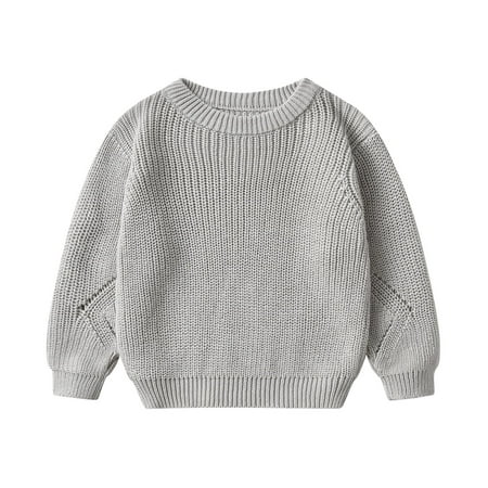 

Honeeladyy Winter Baby Girl Boy Oversized Knit Sweater Crewneck Pullover Sweatshirt Solid Warm Long Sleeve Tops Blouse Gray Clearance under 5$