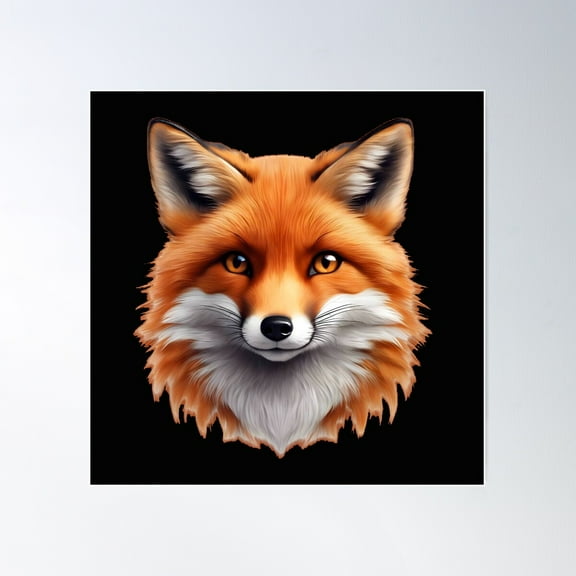 Cute Fox Face Sticker | Adorable Woodland Animal Design Poster Wall Art, Modern Wall Decor For Living Room Bedroom, 17x17 UNFRAMED