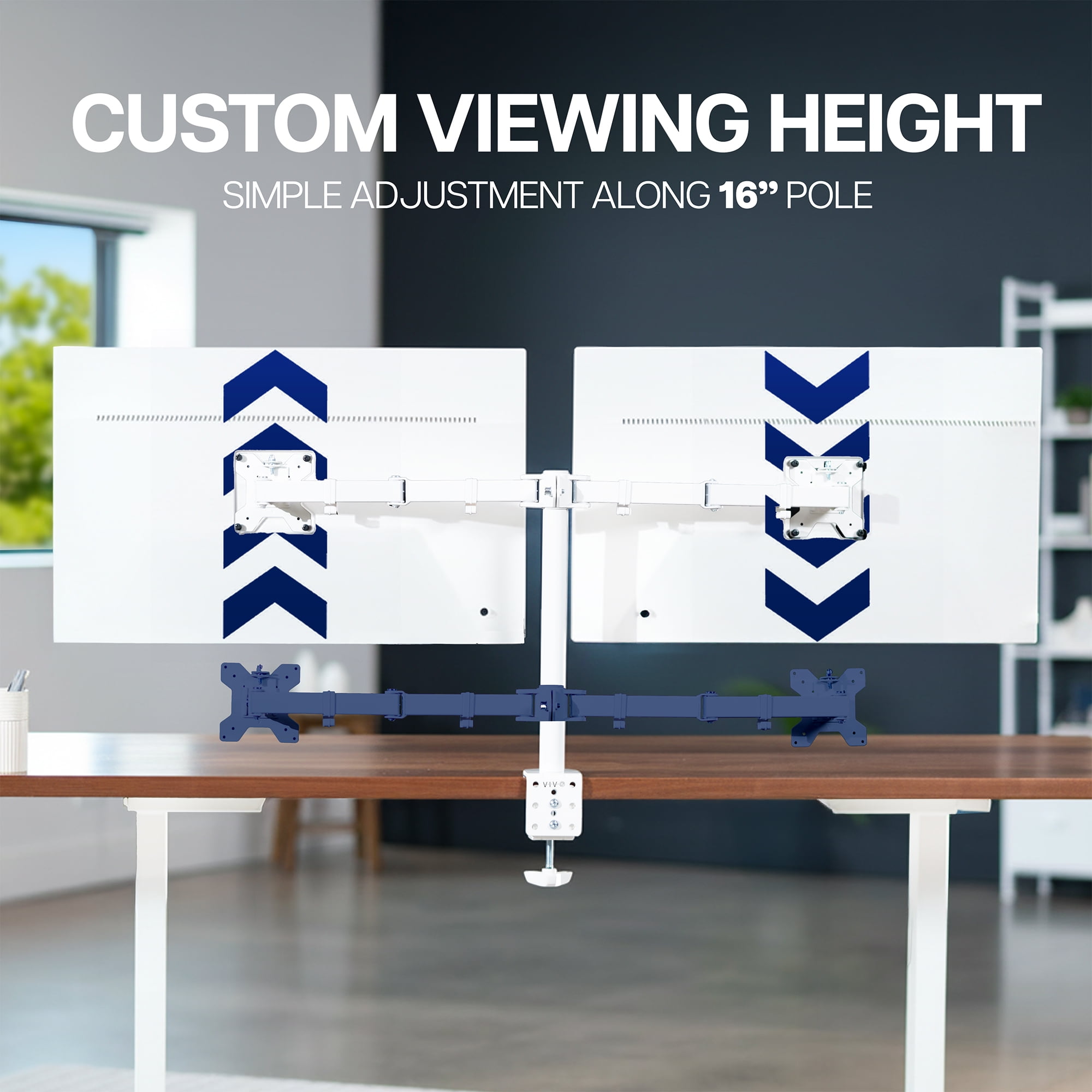 VIVO White Dual Monitor Desk Mount Adjustable Stand, Fits Screens up to 32"