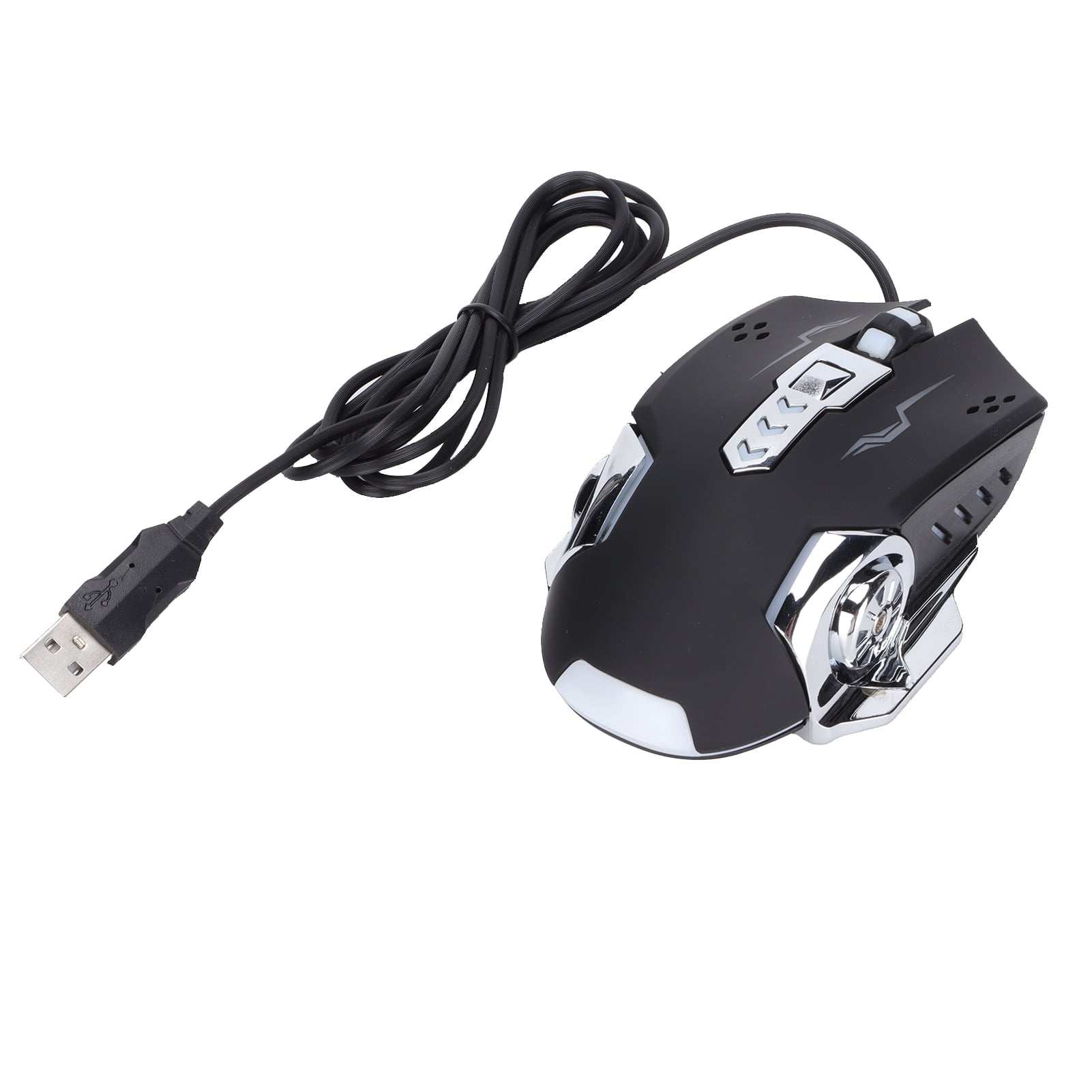QIILU Wired Mouse Black USB Port Gaming Lighting Adjustable Optical