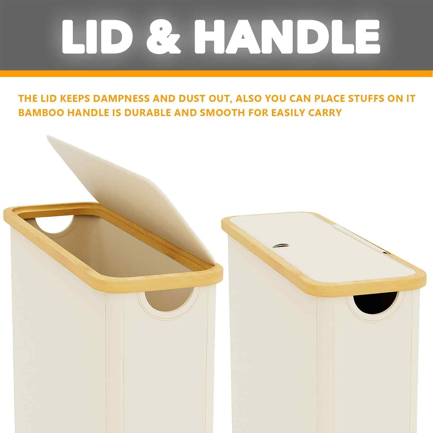 SpaceAid Extra Large Toilet Paper Storage with Lid, Slim Basket Holder, Beige