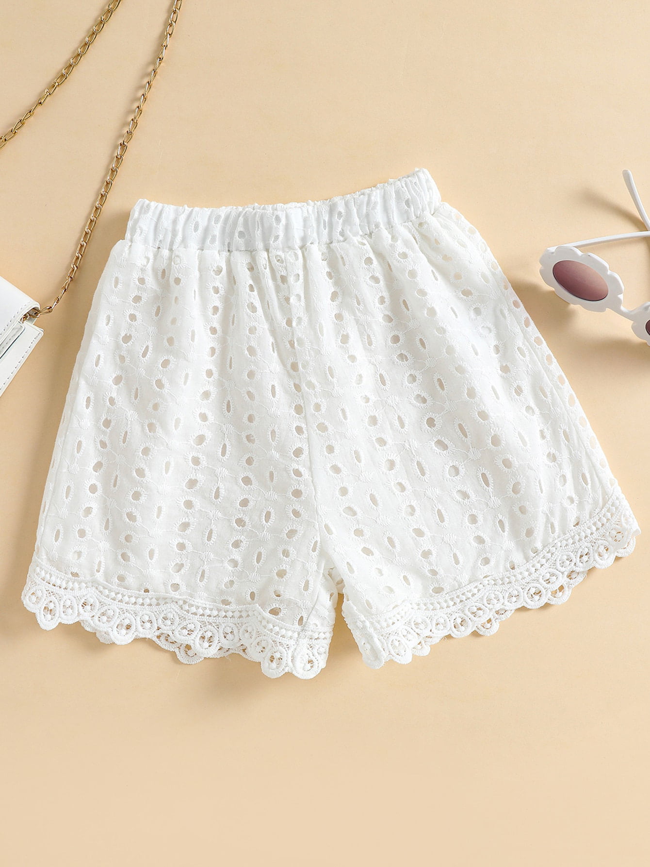 Girl's Toddler Shorts with Drawstring and Eyelet Lace Trim *New with Tags 3T 