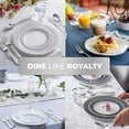 thumbnail image 2 of 125-Piece White and Silver Fancy Plastic Plates Disposable with Silverware, Elegant Dinnerware for Weddings, Holiday Party China, Set of 25 Dinner + Salad Plates, 25 Spoons, 25 Forks, 25 Knives, 2 of 7