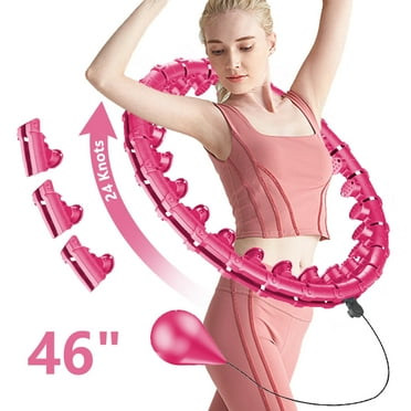 Arsvita Quiet Weighted Hula Hoops Detachable Hoops, Smart Noiseless Infinity Hula for Women, 2 in 1 Waist and Abdominal Workout Equipment at Home, 46 inch 24 Knots