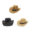 thumbnail image 3 of Sombrero de paja de vaquero Jumpingount ala ancha protección solar Transpirable Verano, 3 of 6