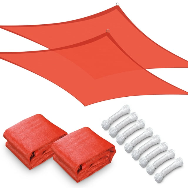 Yescom 2Pack 23x20FT Rectangle Sun Shade Sail Canopy UV Block Commercial Carpark Pool Camping Outdoor Watermelon Red