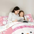 thumbnail image 4 of Manfei Cartoon Christmas Snowman Bedding Comforter Set,Merry Xmas Twin Comforter Sets,Pink White Snowflake Bedding Set For Girl Kids,Super Cozy Room Decor Reversible,2 Pieces, 4 of 7