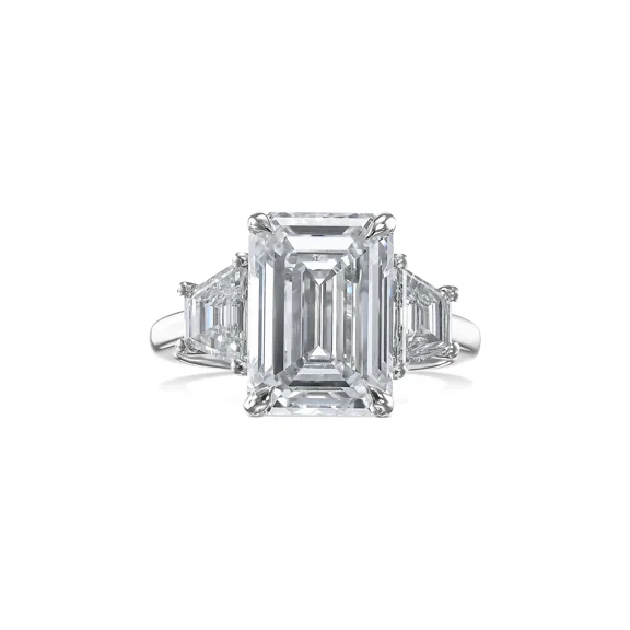 Emerald Cut 1.6 CT Brilliant Simulated Diamond Ring, 14K White Gold Plated, Stunning Engagement Diamond Ring for Wedding or Anniversary