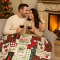 thumbnail image 3 of Christmas Holiday Fleece Throw Blanket: Velvety Soft, Durable Accent for Bed or Couch, Green Red White Xmas Patch, 50 x 60 inches, 3 of 4