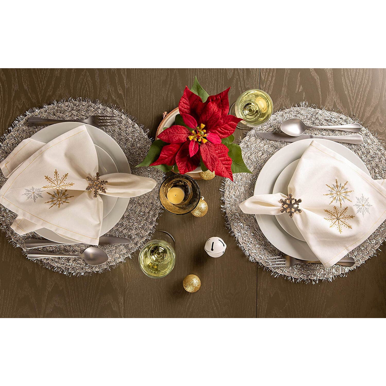 DII Silver Round Polypropylene Woven Tinsel Placemat (Set of 6)