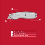Hyper Tough 7.75 Inch Retractable Utility Knife with Blade Storage