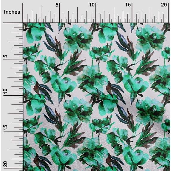 oneOone Viscose Jersey Aqua Blue Fabric Florals Quilting Supplies Print Sewing Fabric By The Yard 60 Inch Wide