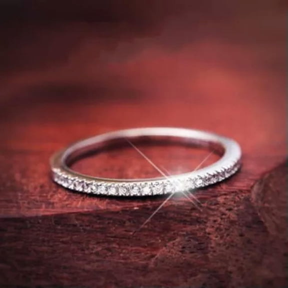 Ultra-fine Tail Ring 925 Silver Women Wedding Party CZ Engagement Band Size 4-9