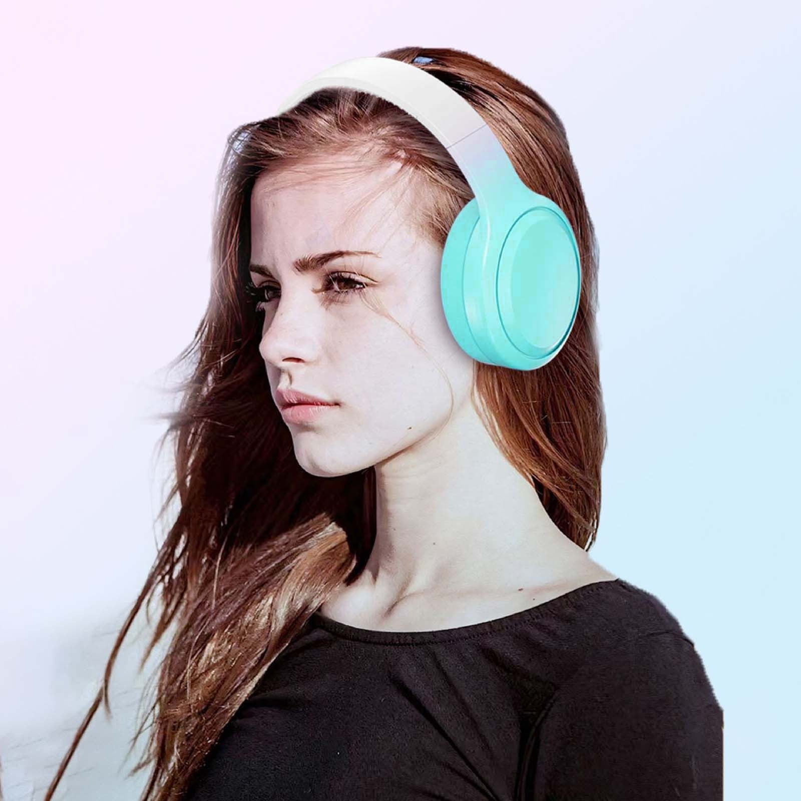 Bluetooth Headphones Over Ear, 80H Playtime Headphones Wireless with Mic, Bluetooth Headphones with 3 EQ Modes, HiFi Stereo Foldable Wireless Headphones for Phone PC Travel Workout,Green