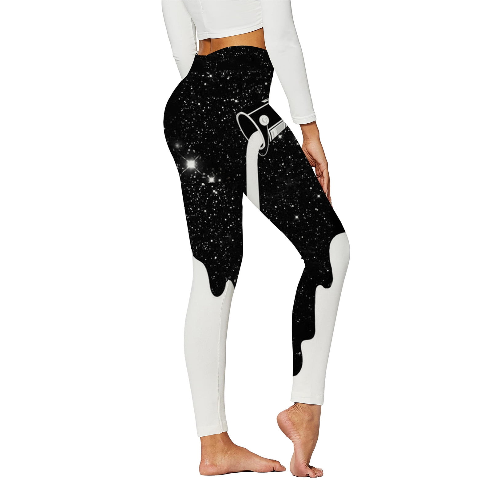Aayomet Women's Printed Yoga Pants Leggings High Waist Workout Trouser Pant  Running Sports Tights Butt Lift Yoga (White, XXL) 