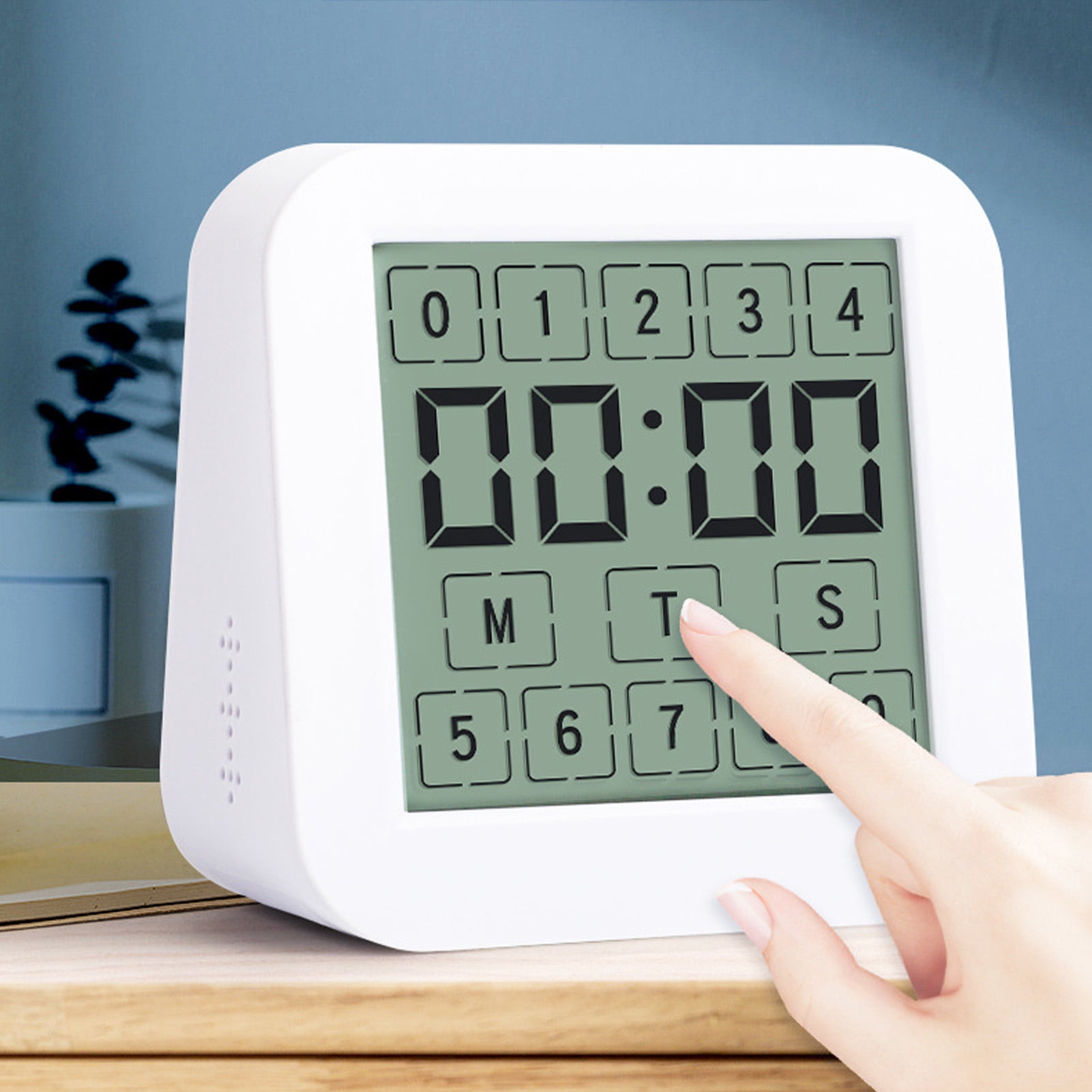 BOKYAN Thermometer Hygrometer Timer Double Sided LCD Touch Screen Backlight Temperature Humidity Gauge Meter for Kitchen White Magnetic Backing Room Temp Monitor 3.54 in / 9 cm