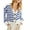 Blue, variant on V Neck Button Down Long Sleeve Open Front Ribbed Knit Outerwear Womens Striped Cardigan Sweaters