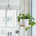 thumbnail image 6 of 2PCS Boho Hanging Holder - Indoor Outdoor Ceiling Planter with Wood Base & Metal Frame, Wall/Window Mounted Display Shelf for Living Room, Balcony, Patio & Home Decor, 6 of 7