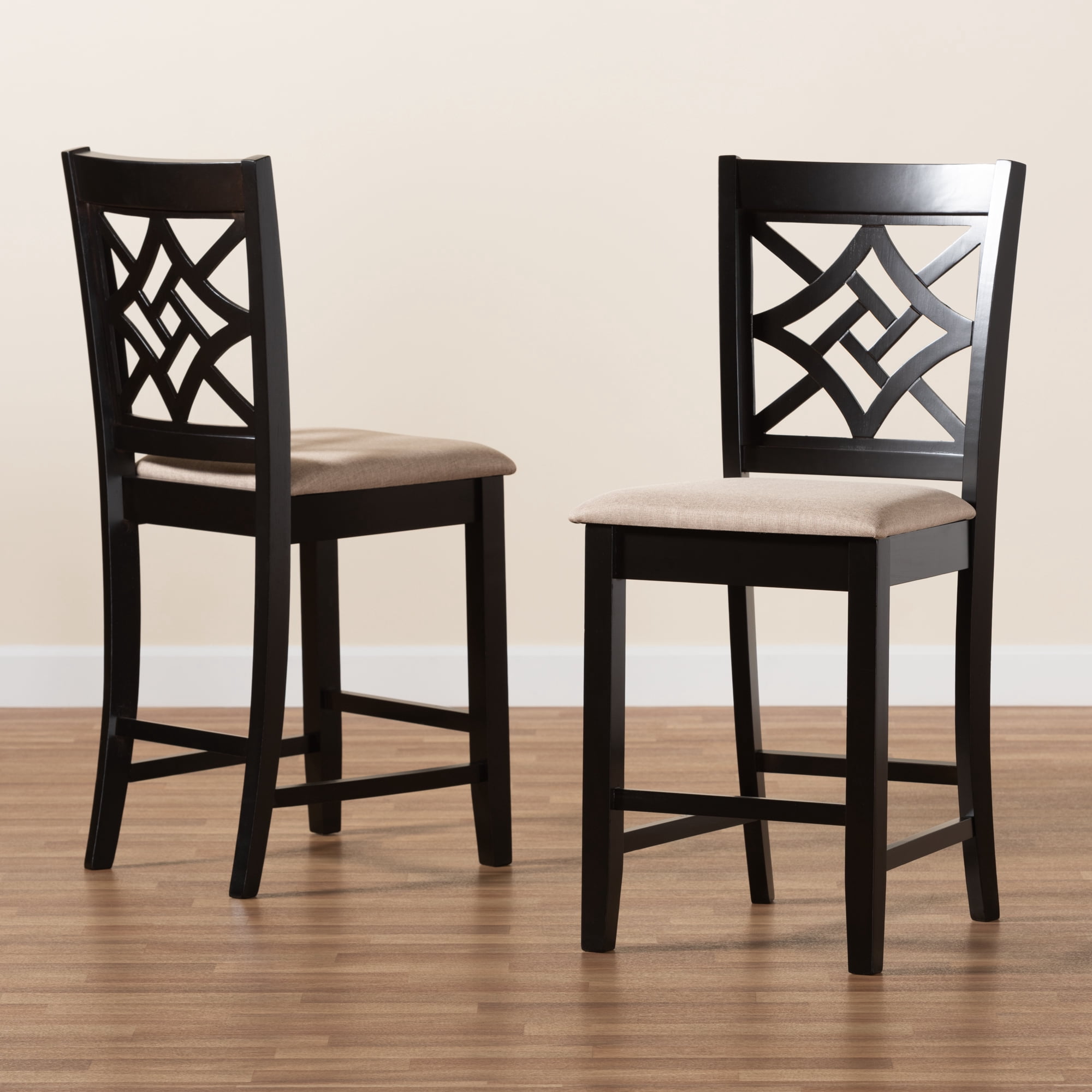 Baxton Studio Nicolette Bar Stool, Sand, Set of 2